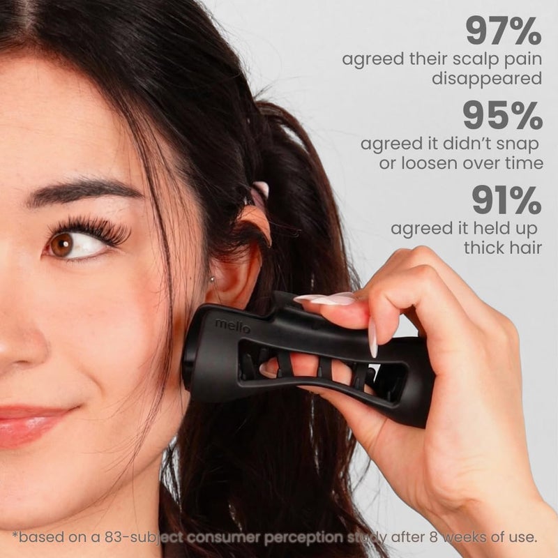 Mello The Original Hair Claw Clip Squishy Claw Clip Made in Korea Patent Pending 30021976 (Black, Medium) - Image 4